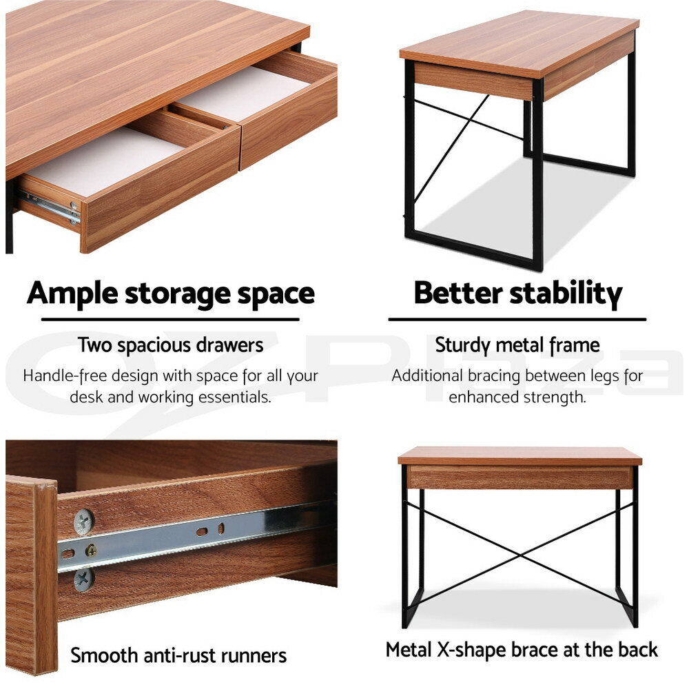 Artiss Karl Computer Desk Drawer Cabinet Home Office Study Table - Walnut 100CM