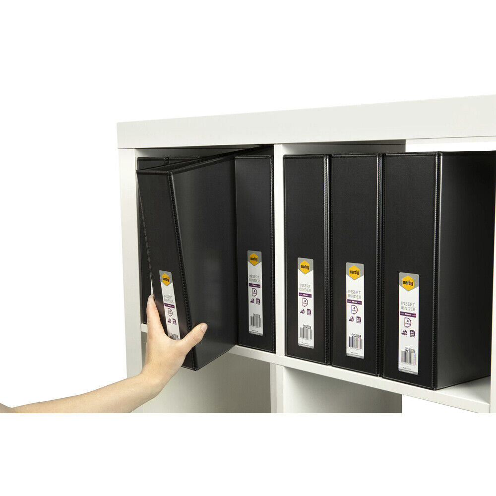 3x Marbig Clearview 4 D-Ring Insert Binder A4 File 50mm Document Organiser Black
