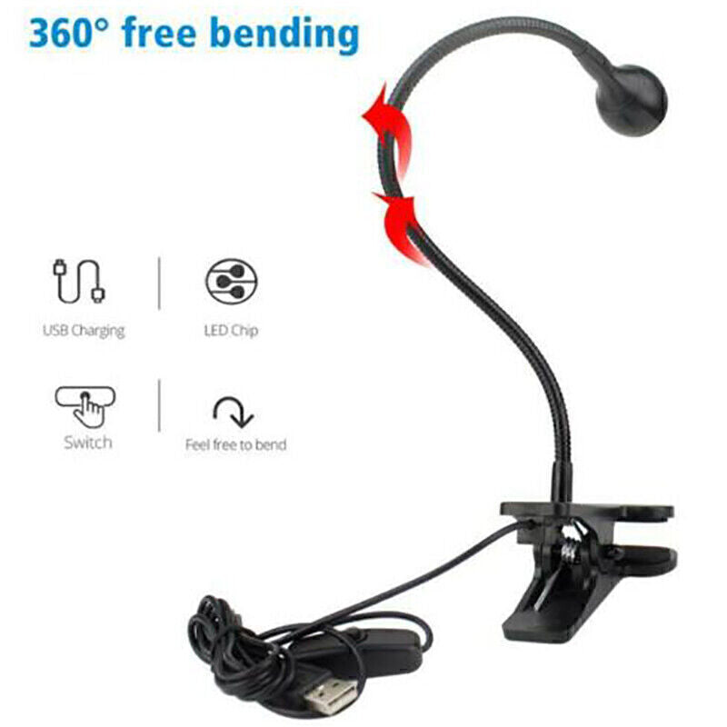 LED Clip-on Lights 360° Flexible Gooseneck Desk Lamp