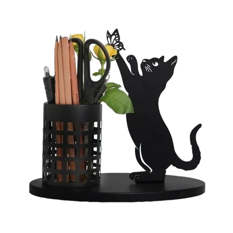 Elegant Cat Pen/Pencil Cup Desk Office Supplies