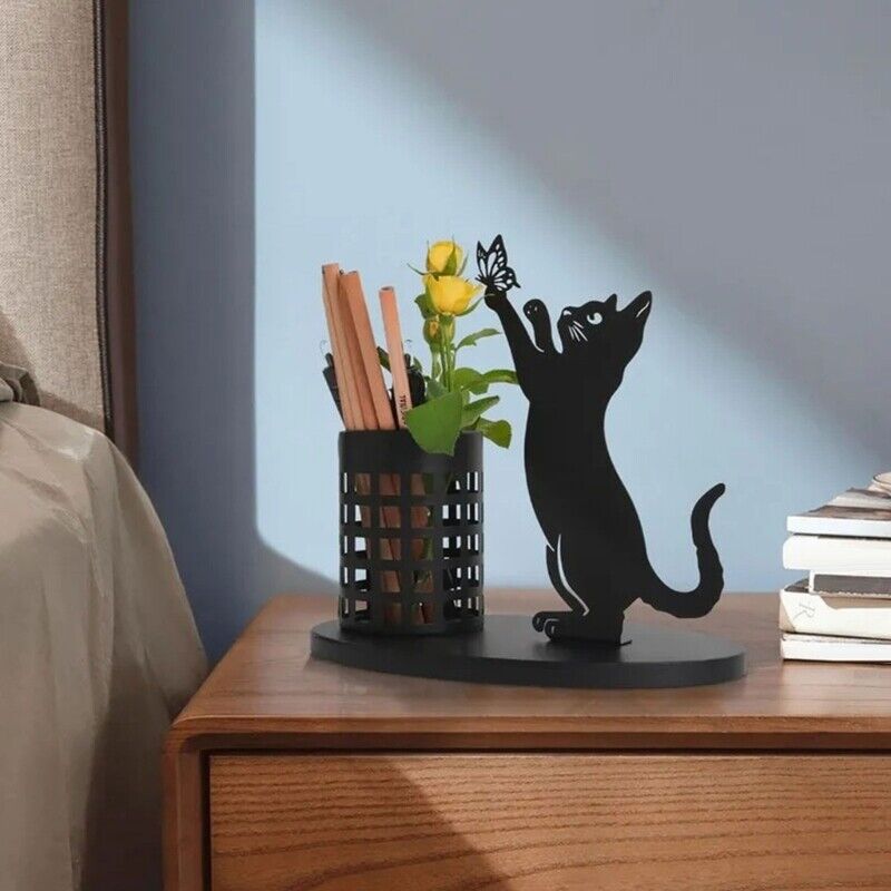 Elegant Cat Pen/Pencil Cup Desk Office Supplies