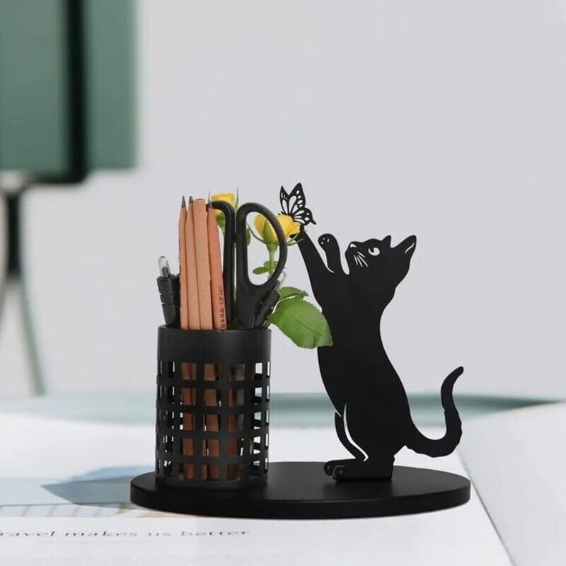 Elegant Cat Pen/Pencil Cup Desk Office Supplies