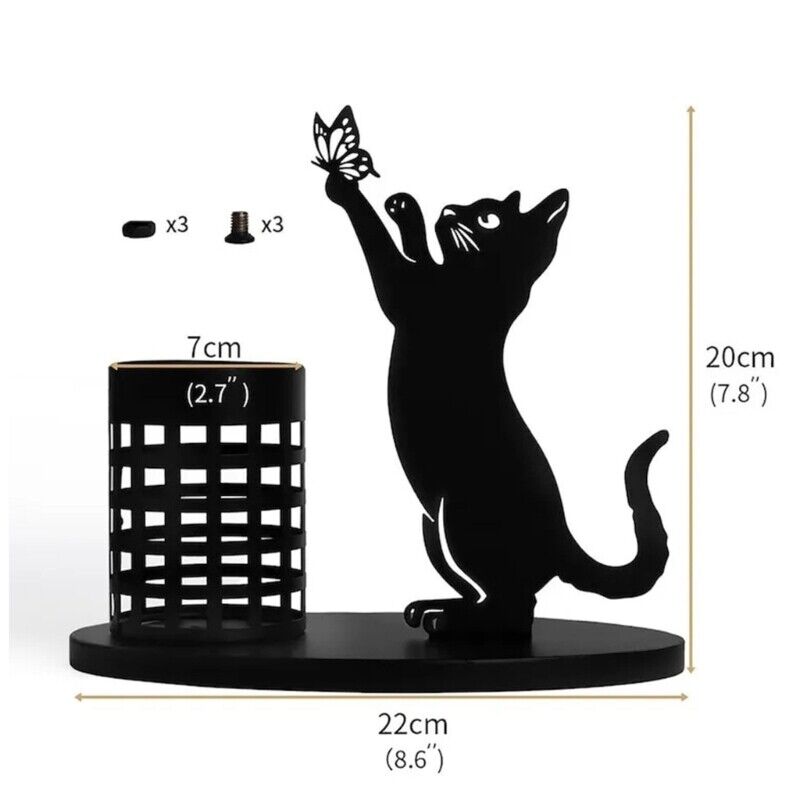 Elegant Cat Pen/Pencil Cup Desk Office Supplies