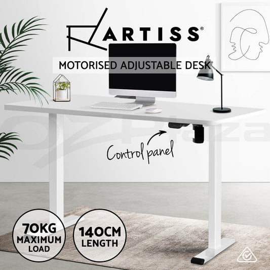 Artiss Standing Desk Motorised Adjustable Sit Stand Desk White 140CM