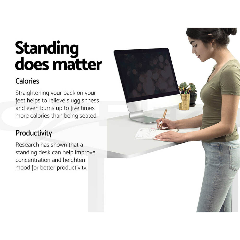 Artiss Standing Desk Motorised Adjustable Sit Stand Desk White 140CM