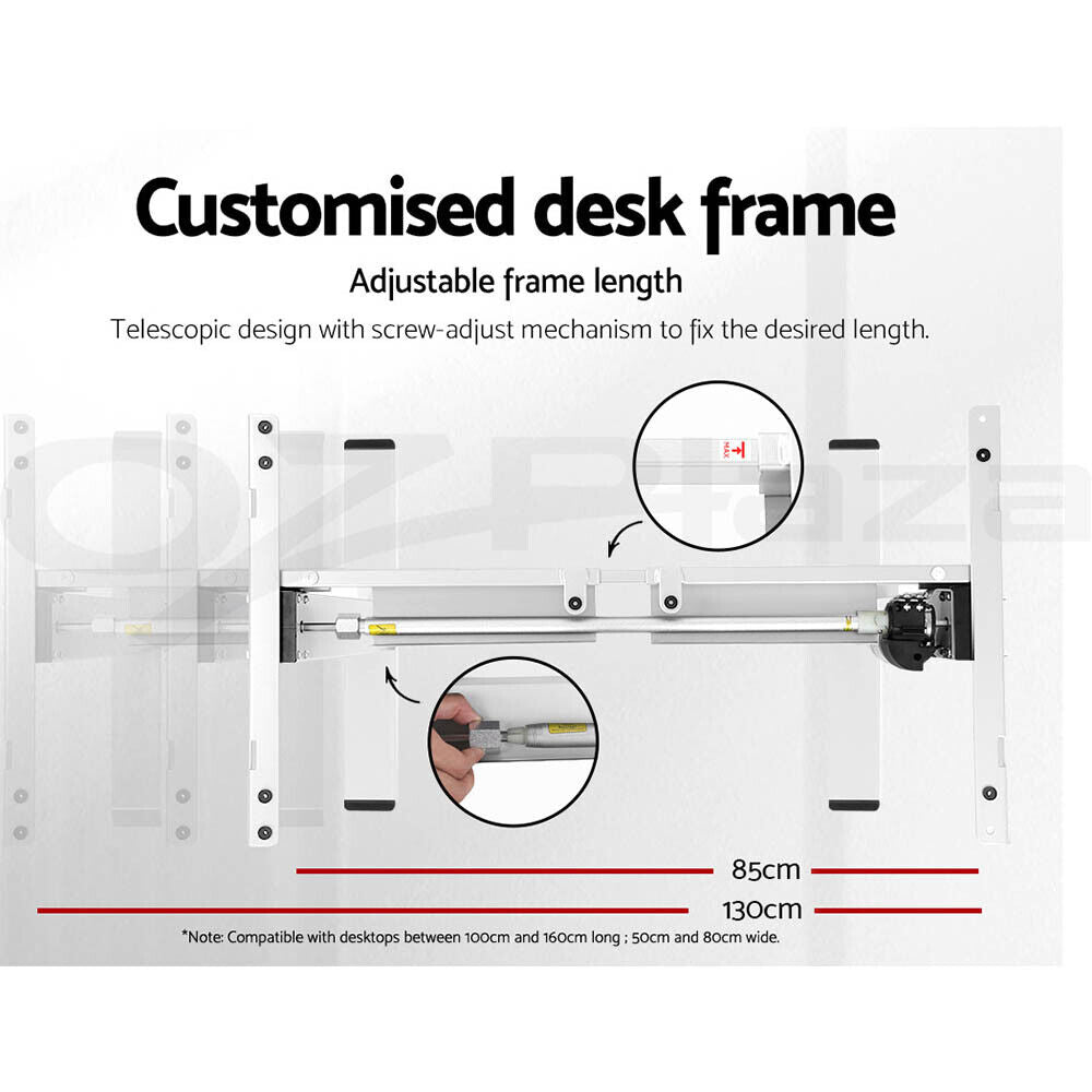 Artiss Standing Desk Motorised Adjustable Sit Stand Desk White 140CM