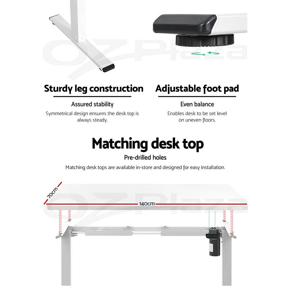 Artiss Standing Desk Motorised Adjustable Sit Stand Desk White 140CM
