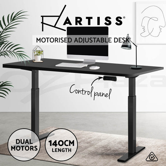 Artiss Standing Desk Motorised Sit Stand Desks Dual Motor Black 140CM