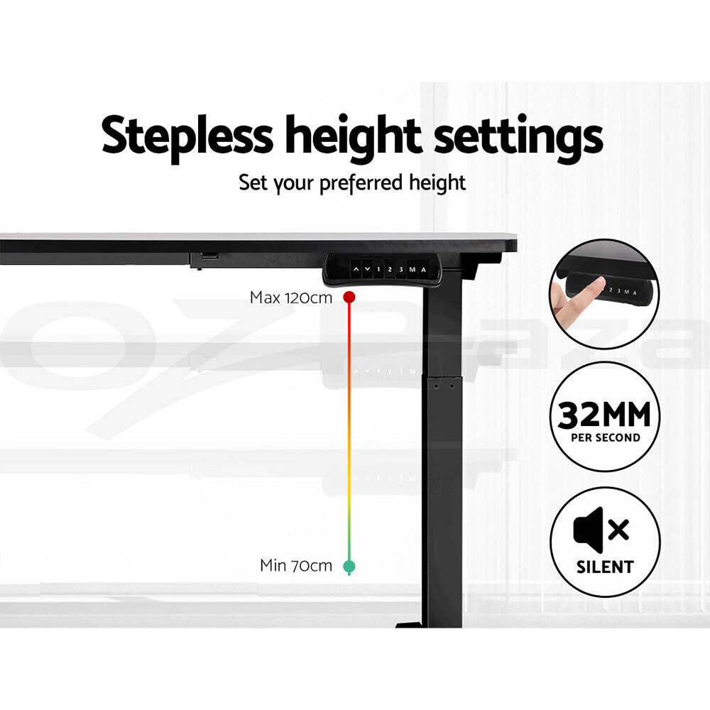 Artiss Standing Desk Motorised Sit Stand Desks Dual Motor Black 140CM