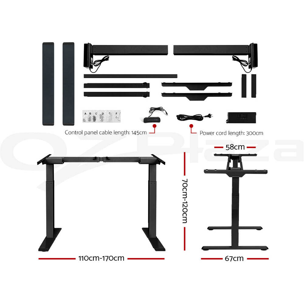 Artiss Standing Desk Motorised Sit Stand Desks Dual Motor Black 140CM