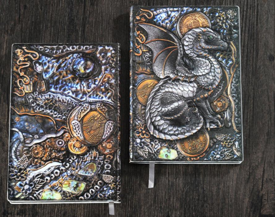 3D Flying Dragon Journal - Embossed Writing A5 Notebook