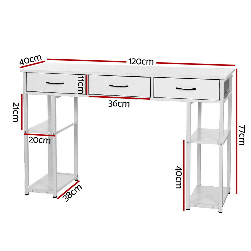 Artiss Computer Desk 3 Drawer Home Office Study Table 120CM White