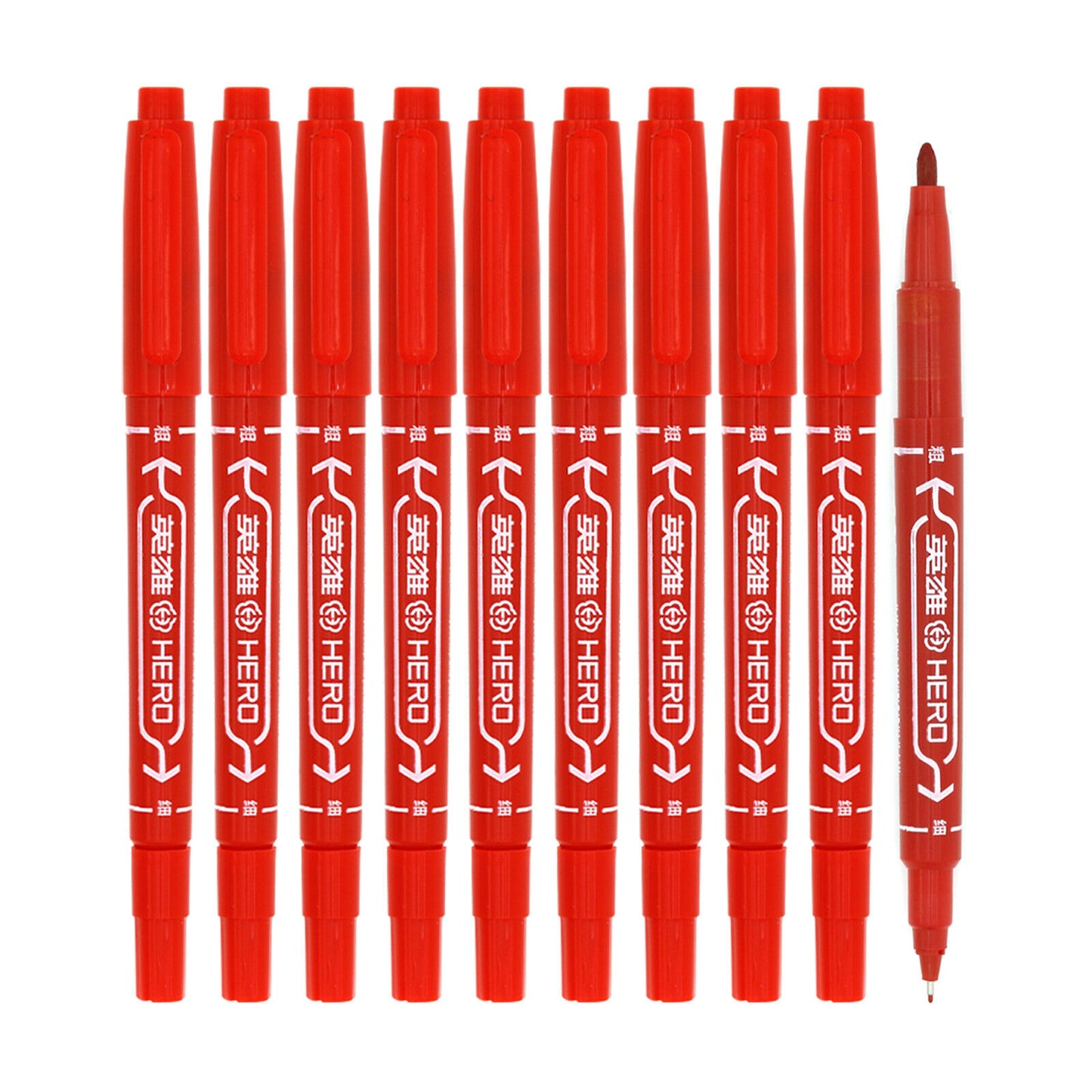 10x Fineliners Felt Tip Pens Dual Nibs Permanent Marking Pens (Black, Blue, Red)