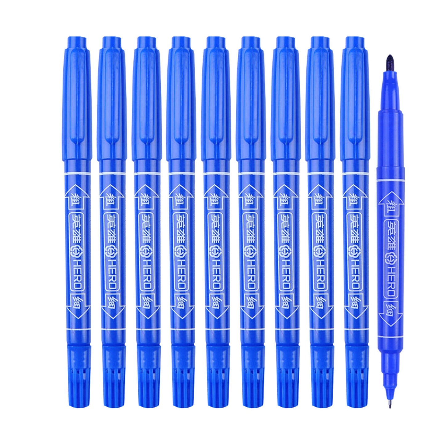 10x Fineliners Felt Tip Pens Dual Nibs Permanent Marking Pens (Black, Blue, Red)