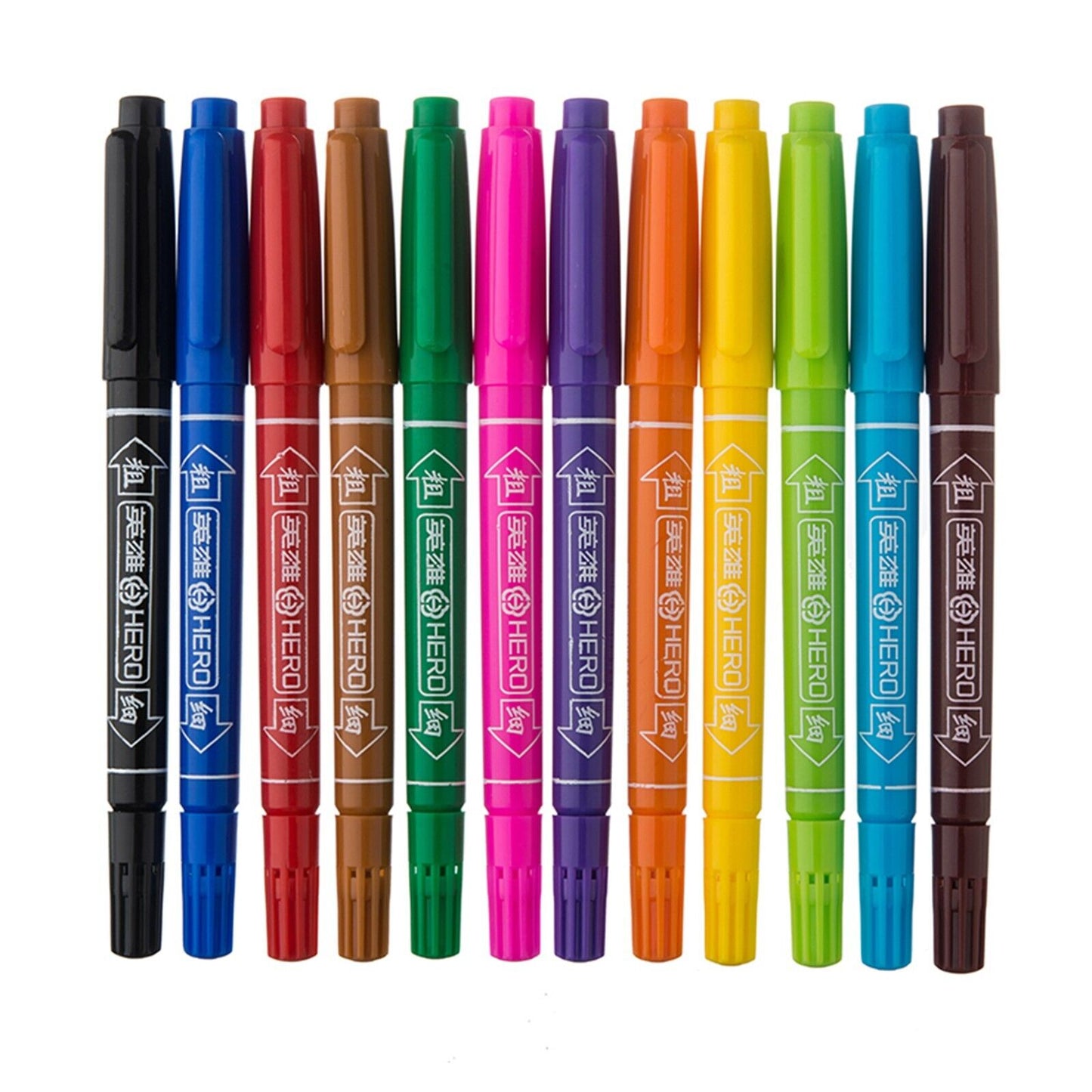 10x Fineliners Felt Tip Pens Dual Nibs Permanent Marking Pens (Black, Blue, Red)