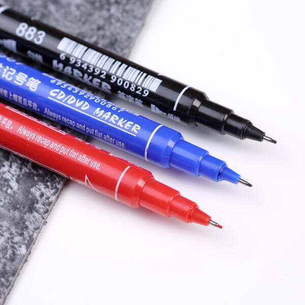 10x Fineliners Felt Tip Pens Dual Nibs Permanent Marking Pens (Black, Blue, Red)