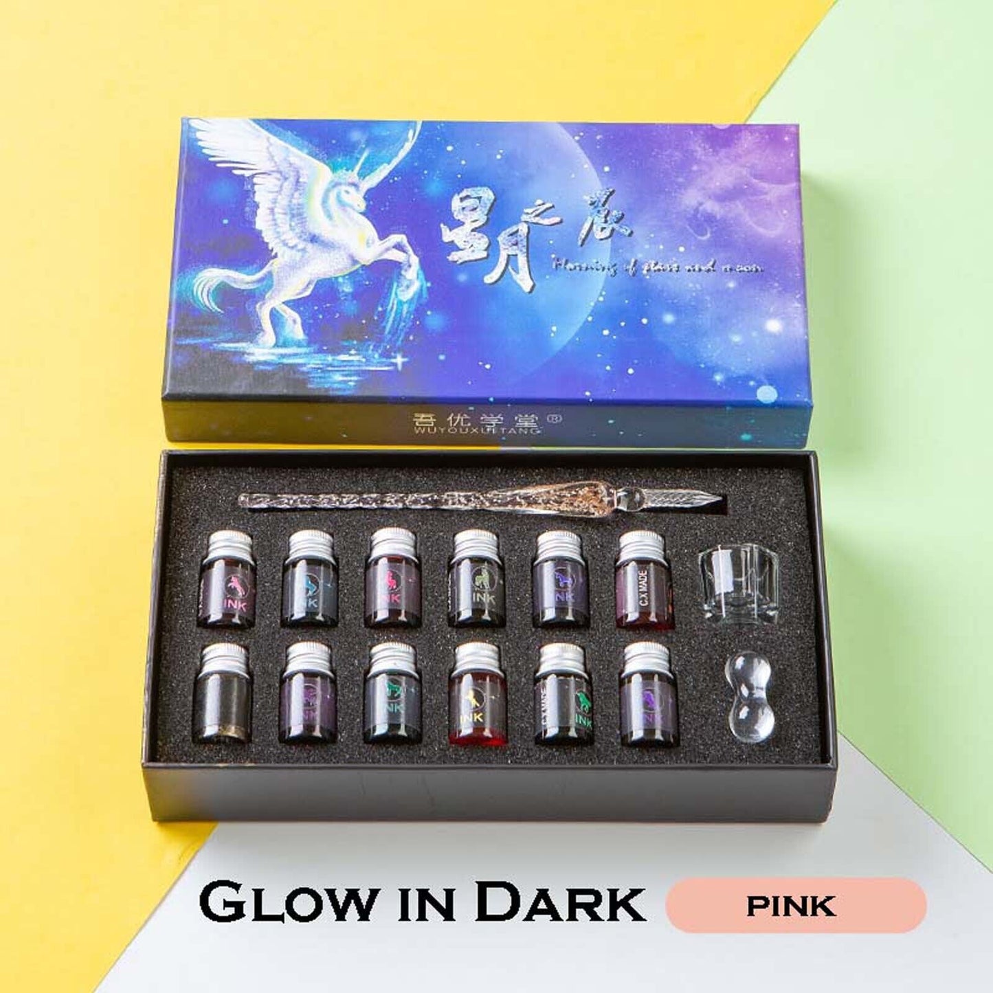 Crystal Glitter Glass Dipping Dip Pen Writing Set Gift Pack Fountain Calligraphy