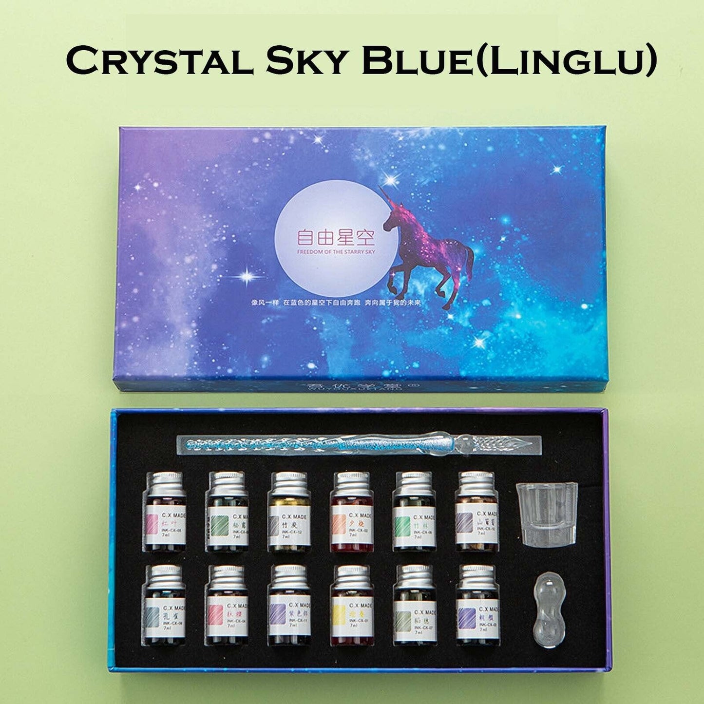 Crystal Glitter Glass Dipping Dip Pen Writing Set Gift Pack Fountain Calligraphy