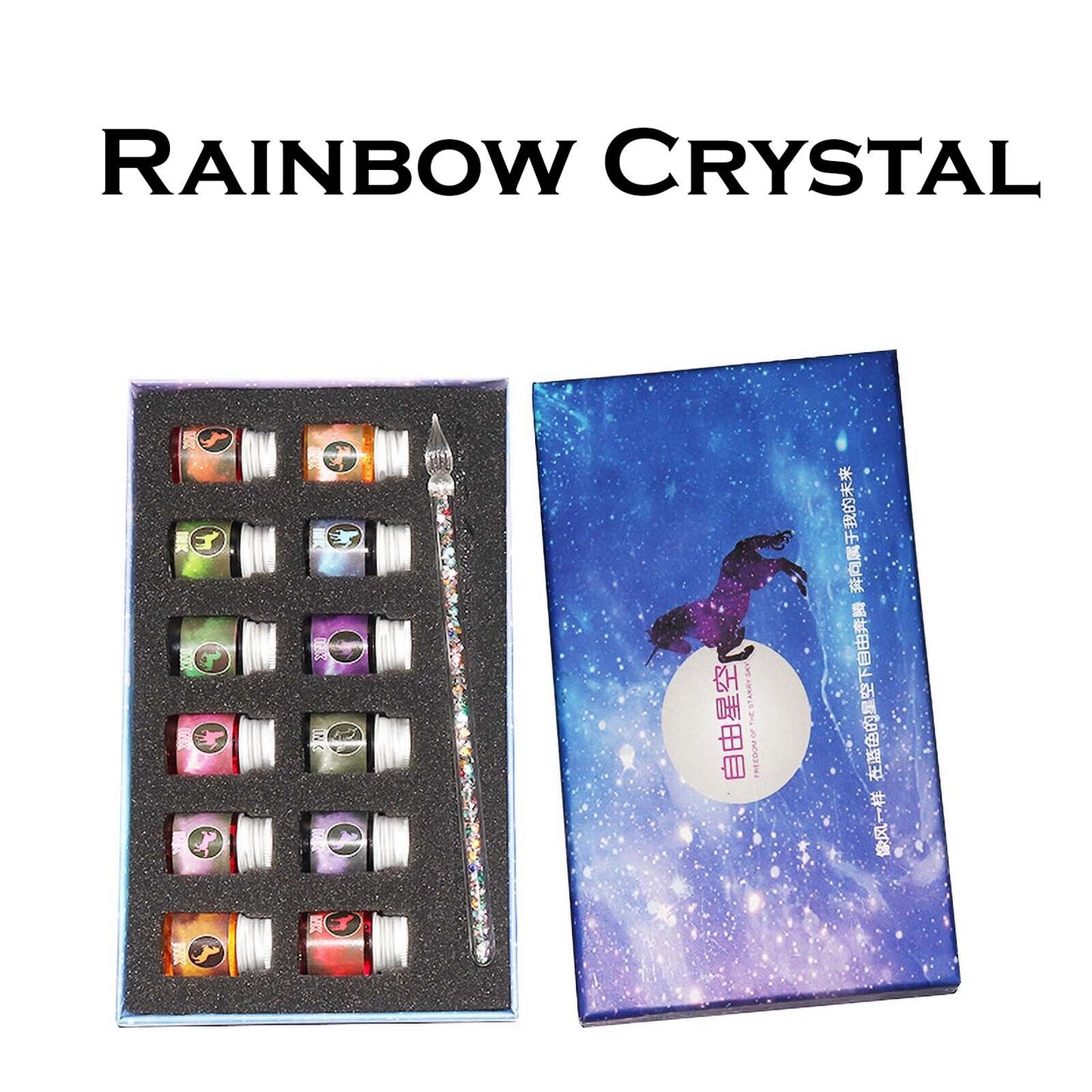 Crystal Glitter Glass Dipping Dip Pen Writing Set Gift Pack Fountain Calligraphy