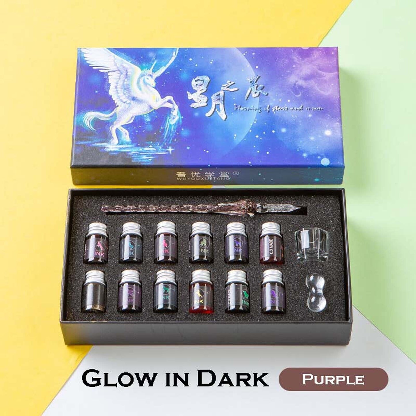 Crystal Glitter Glass Dipping Dip Pen Writing Set Gift Pack Fountain Calligraphy