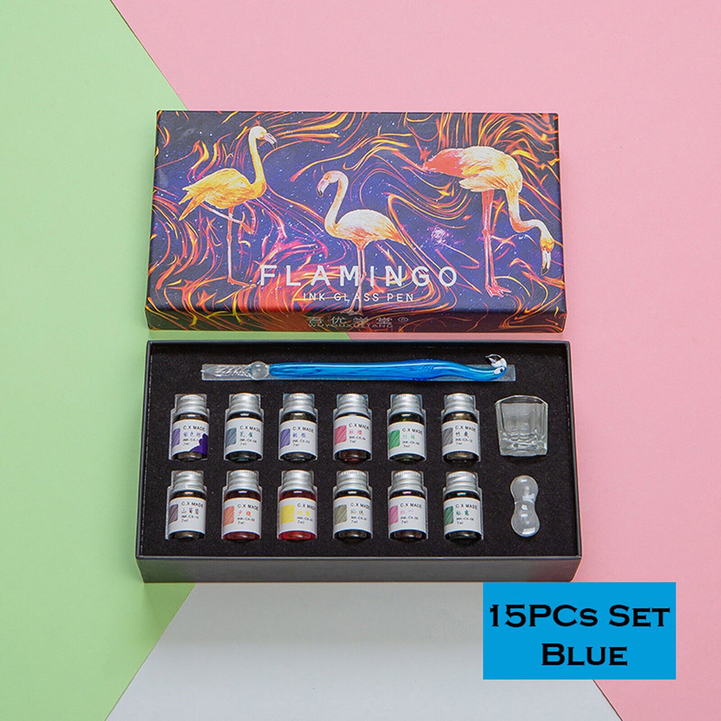 Crystal Flamingo Glass Dip Pen Ink Set Gift Pack Signature Dipping Calligraphy