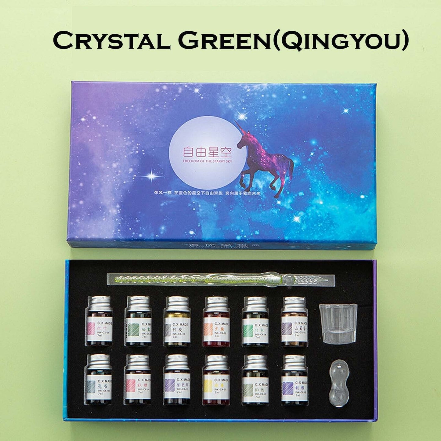 Crystal Glitter Glass Dipping Dip Pen Writing Set Gift Pack Fountain Calligraphy
