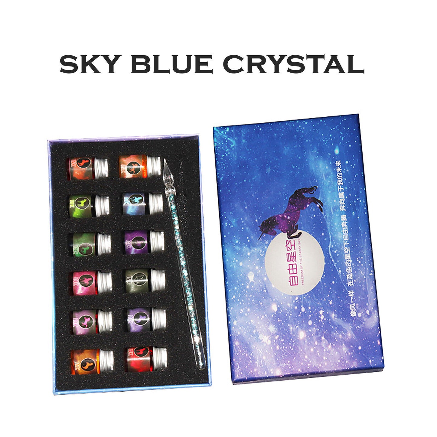 Crystal Glitter Glass Dipping Dip Pen Writing Set Gift Pack Fountain Calligraphy