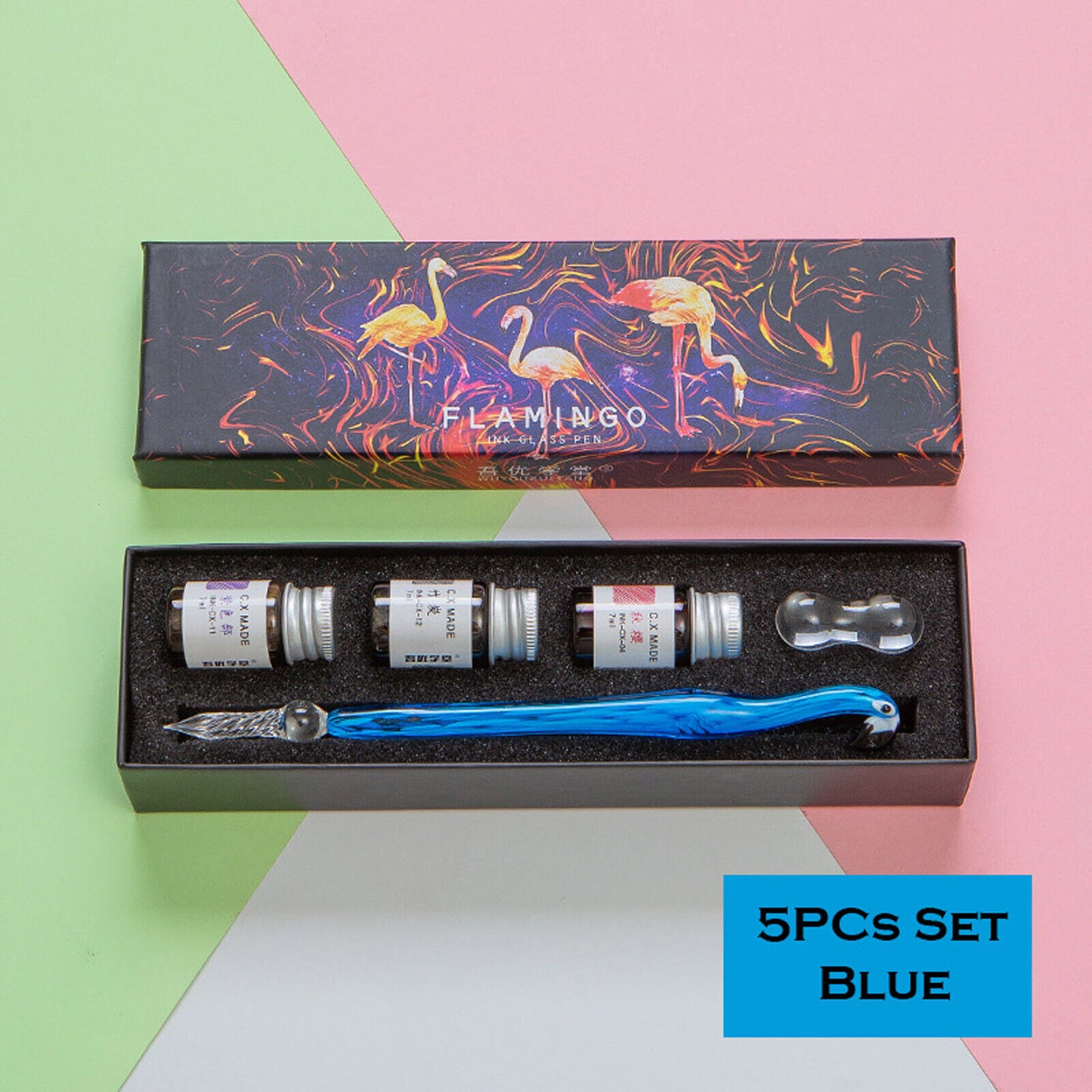Crystal Flamingo Glass Dip Pen Ink Set Gift Pack Signature Dipping Calligraphy