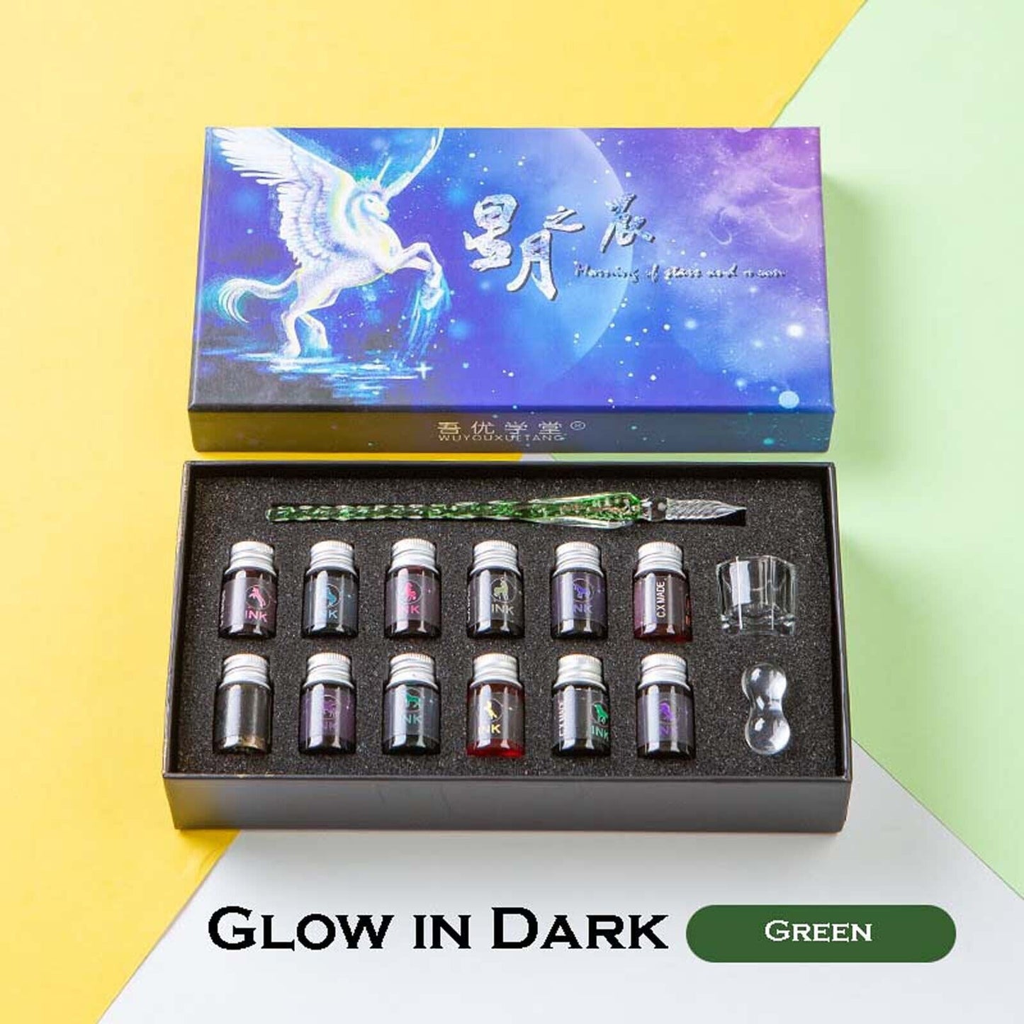 Crystal Glitter Glass Dipping Dip Pen Writing Set Gift Pack Fountain Calligraphy