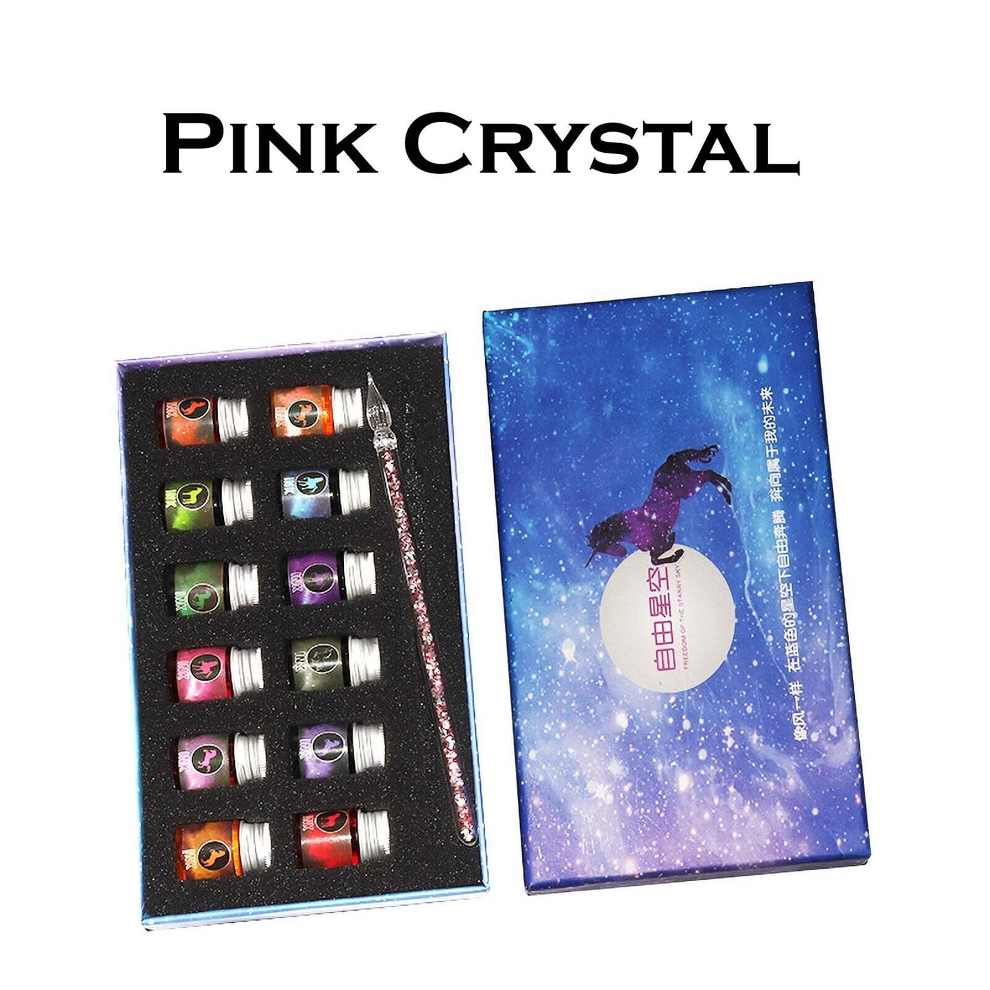 Crystal Glitter Glass Dipping Dip Pen Writing Set Gift Pack Fountain Calligraphy