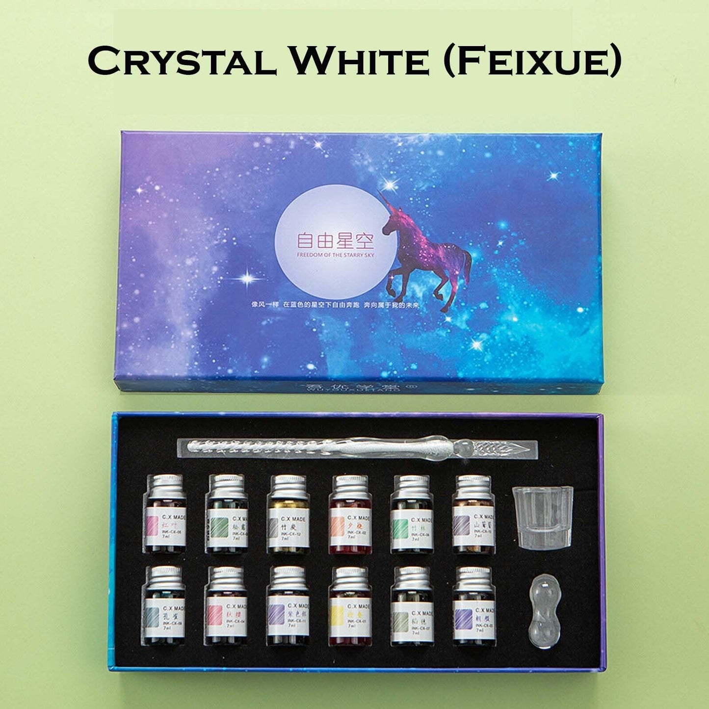 Crystal Glitter Glass Dipping Dip Pen Writing Set Gift Pack Fountain Calligraphy