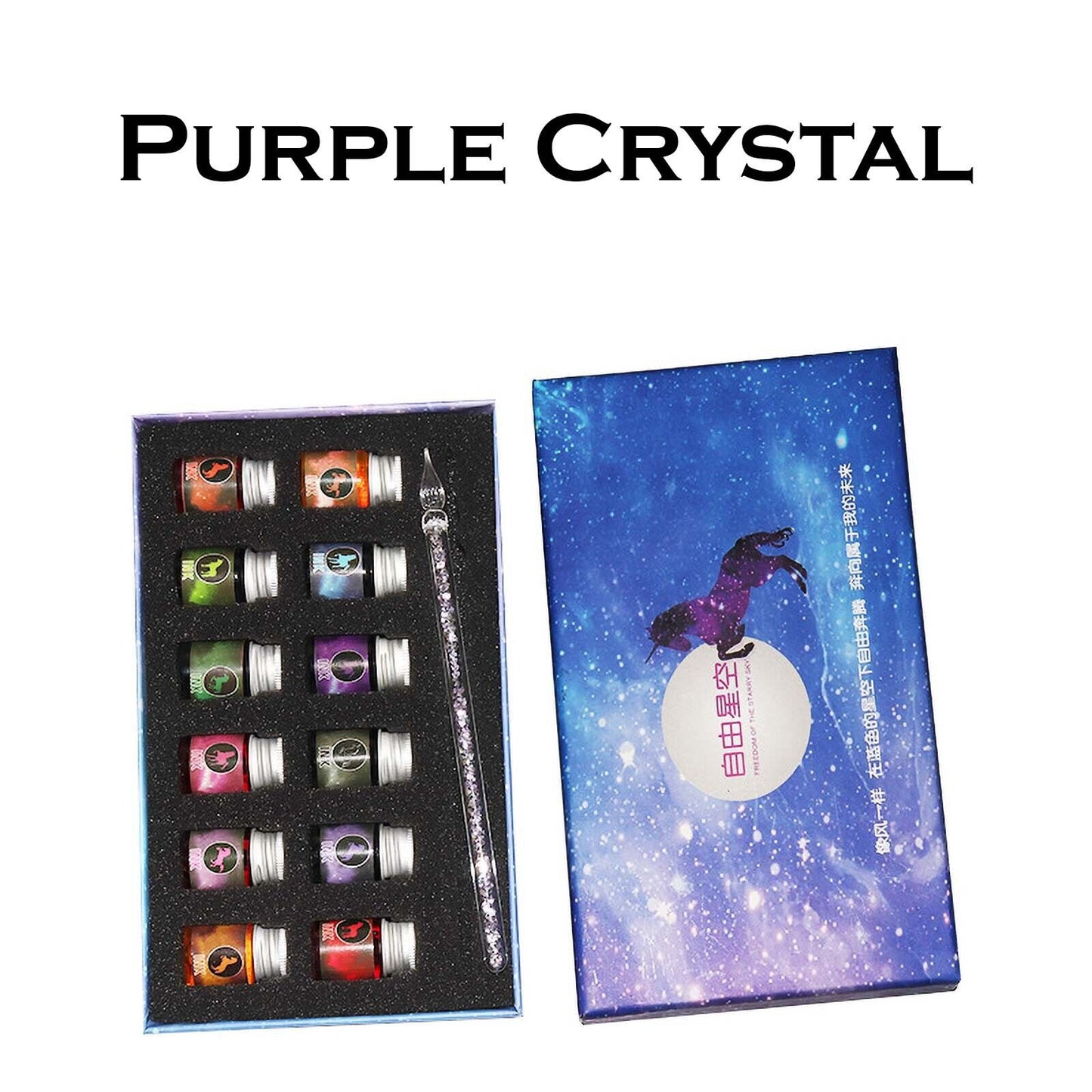 Crystal Glitter Glass Dipping Dip Pen Writing Set Gift Pack Fountain Calligraphy