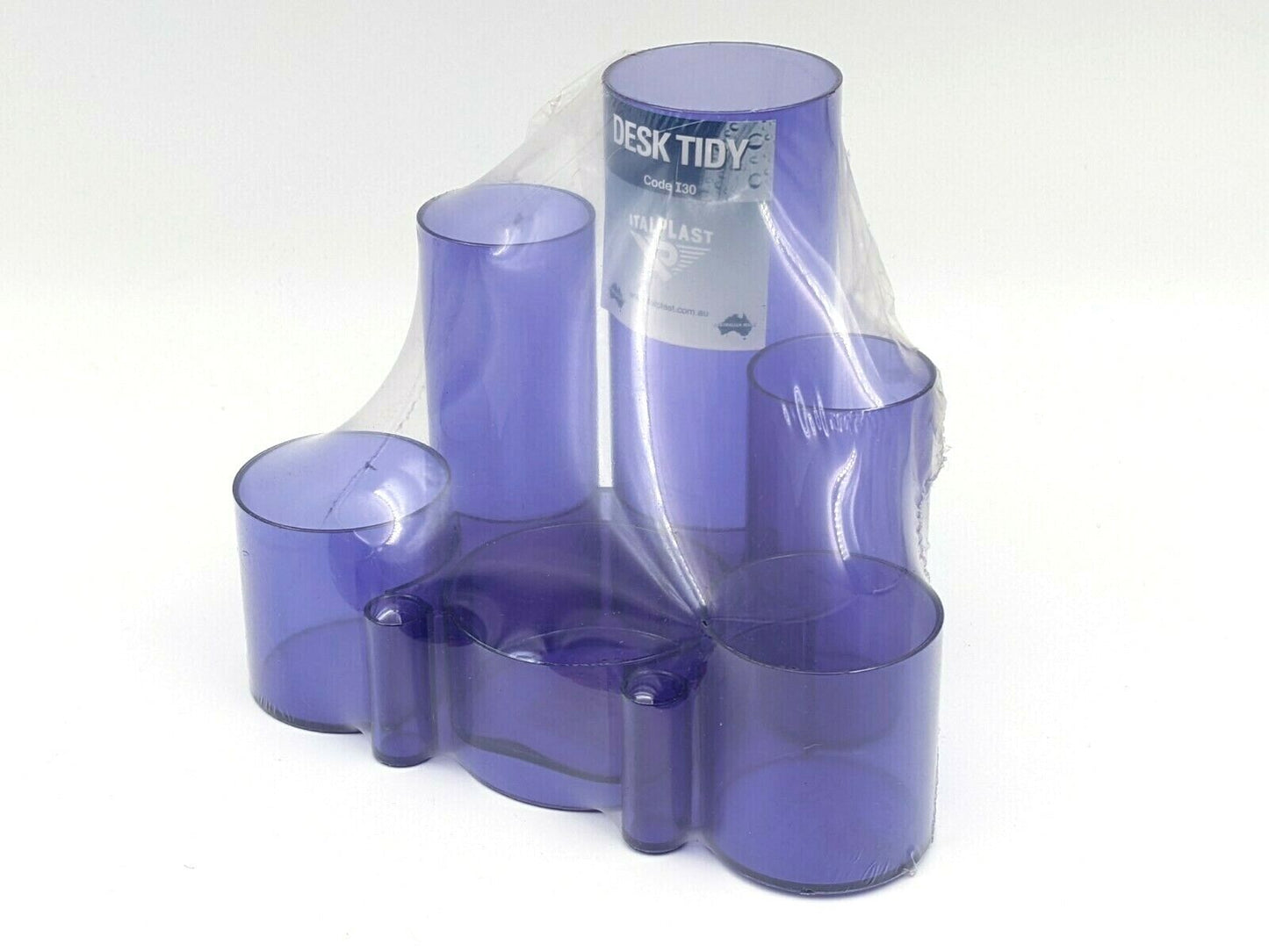 Italplast Desk Tidy Tubes 6 Compartments Black Beige Tinted Purple