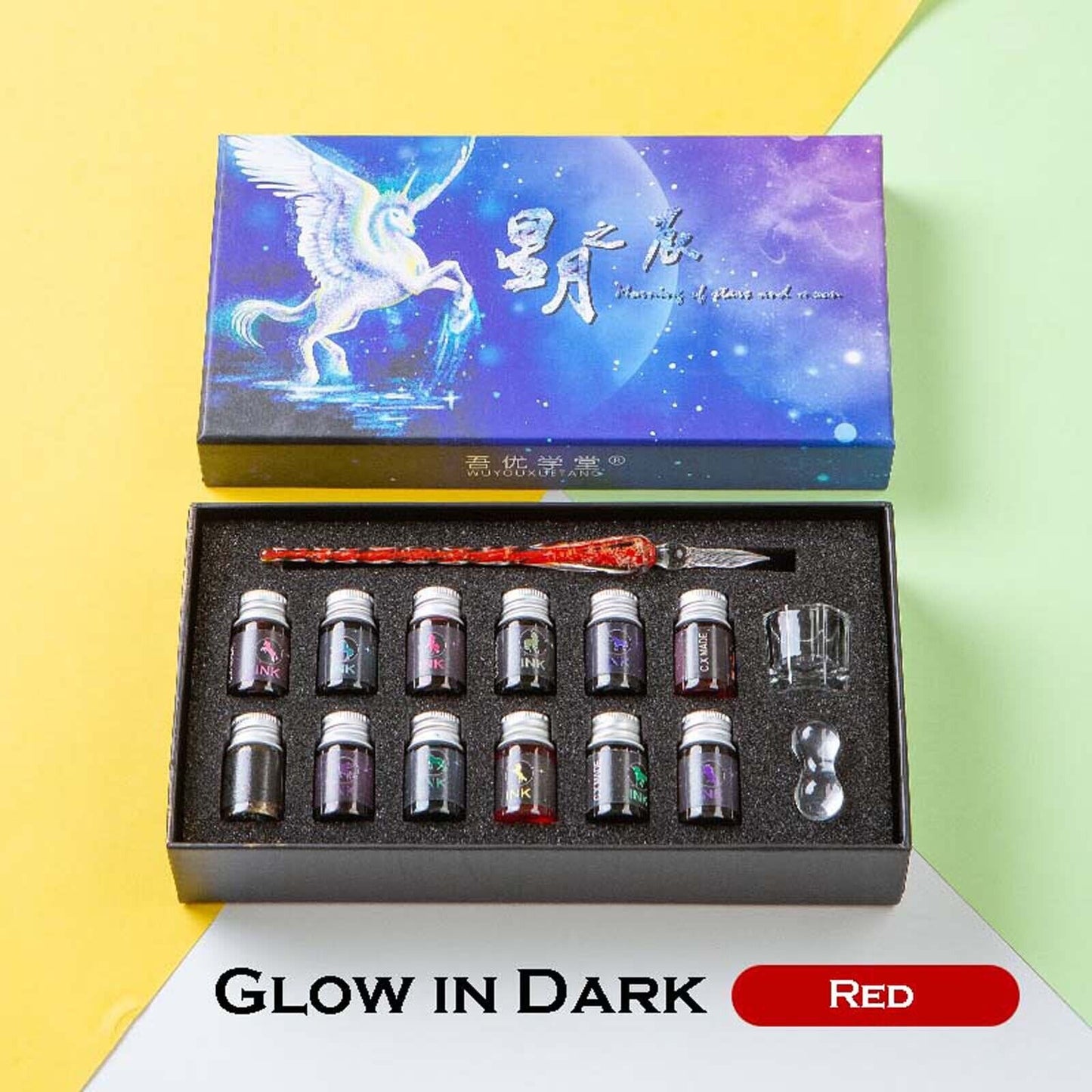 Crystal Glitter Glass Dipping Dip Pen Writing Set Gift Pack Fountain Calligraphy