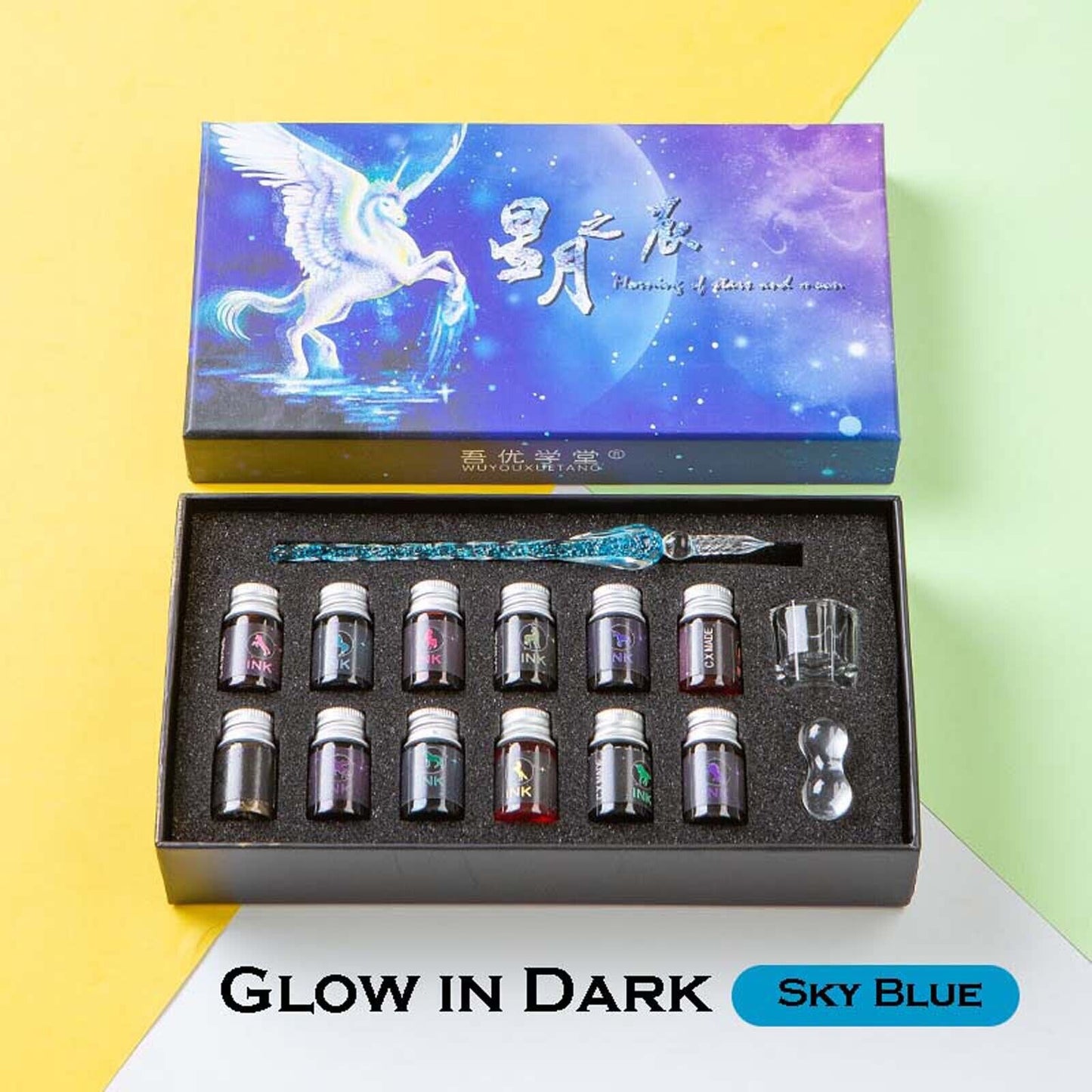 Crystal Glitter Glass Dipping Dip Pen Writing Set Gift Pack Fountain Calligraphy