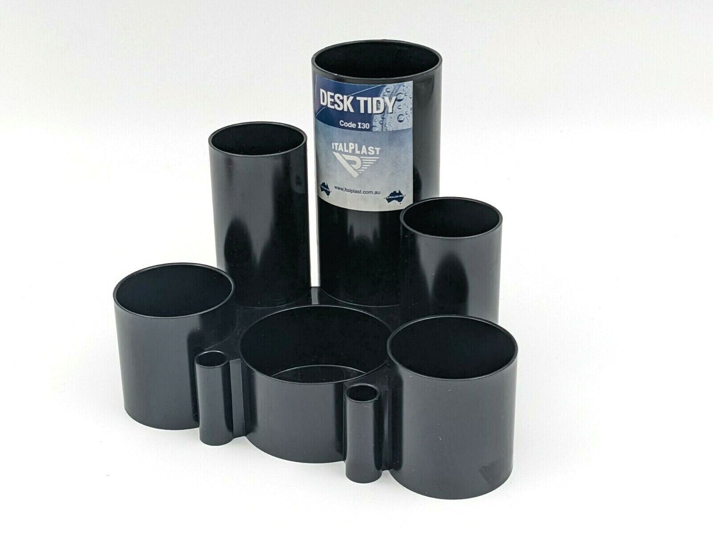 Italplast Desk Tidy Tubes 6 Compartments Black Beige Tinted Purple