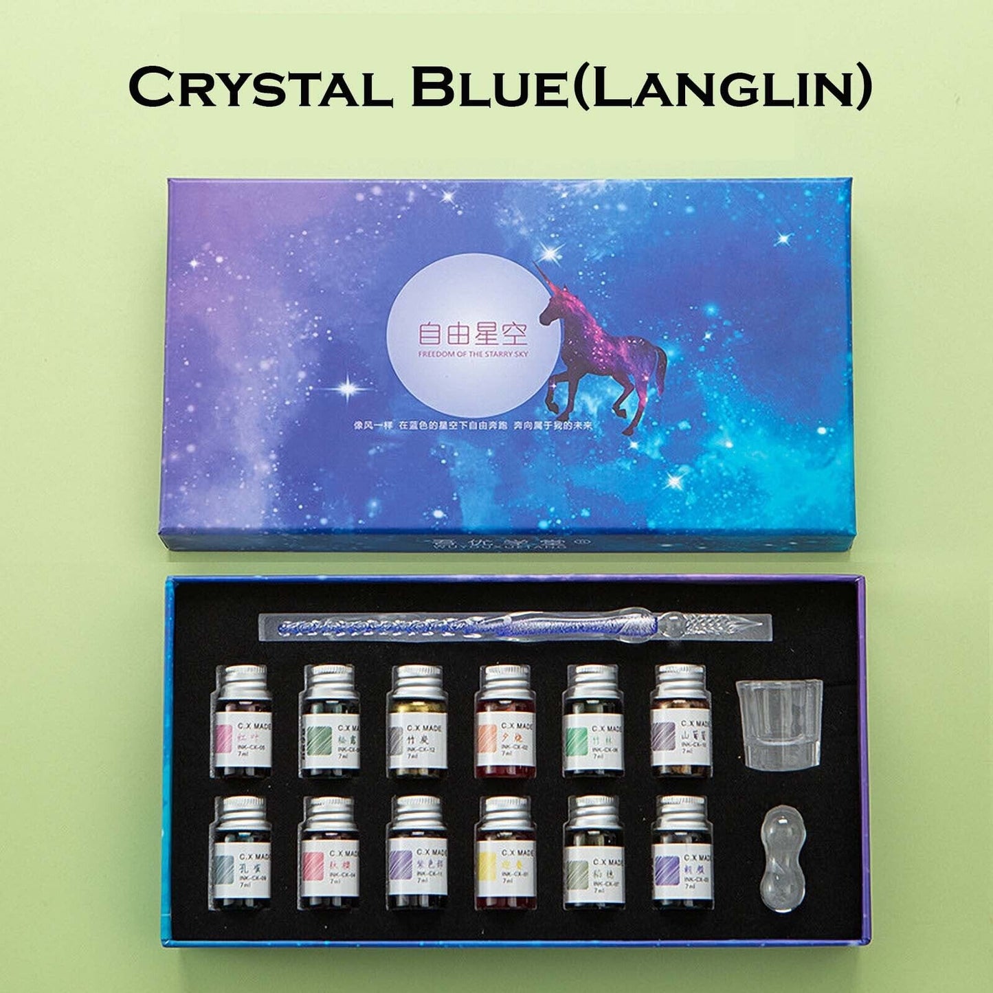 Crystal Glitter Glass Dipping Dip Pen Writing Set Gift Pack Fountain Calligraphy