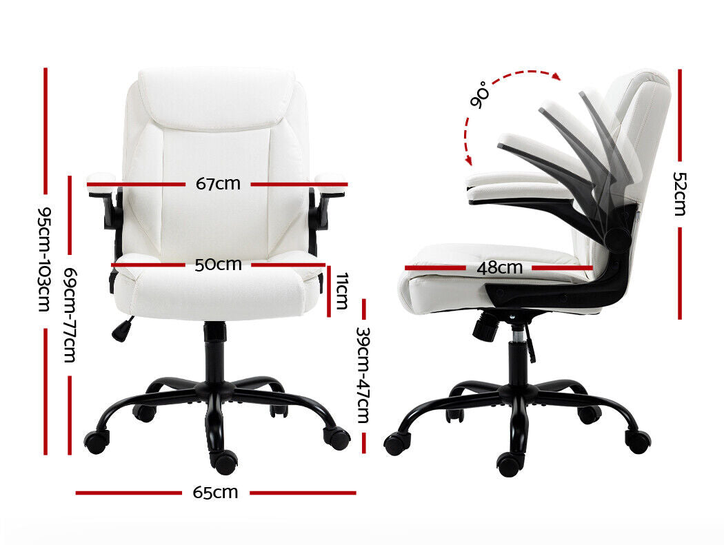 Artiss Executive Office Chair - PU Leather Mid Back White