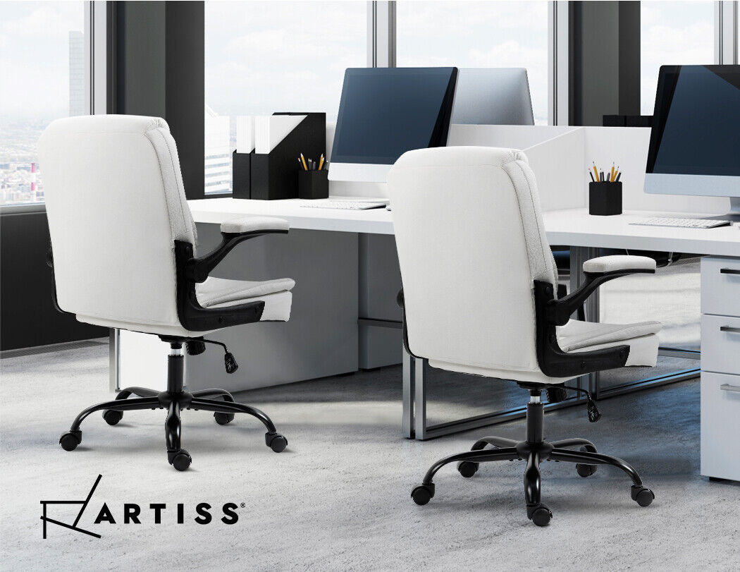 Artiss Executive Office Chair - PU Leather Mid Back White