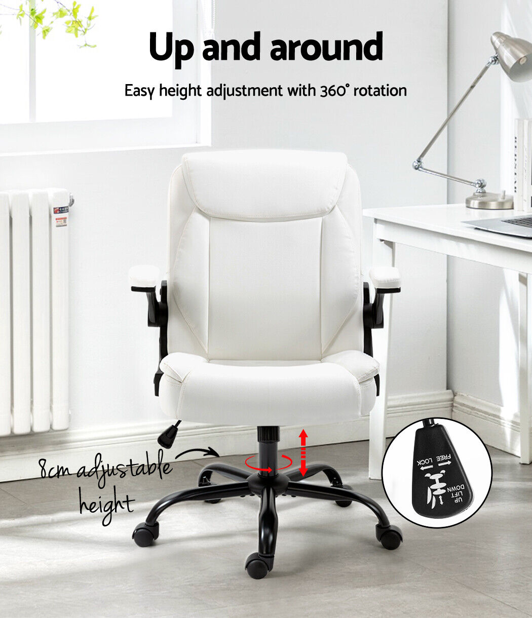 Artiss Executive Office Chair - PU Leather Mid Back White