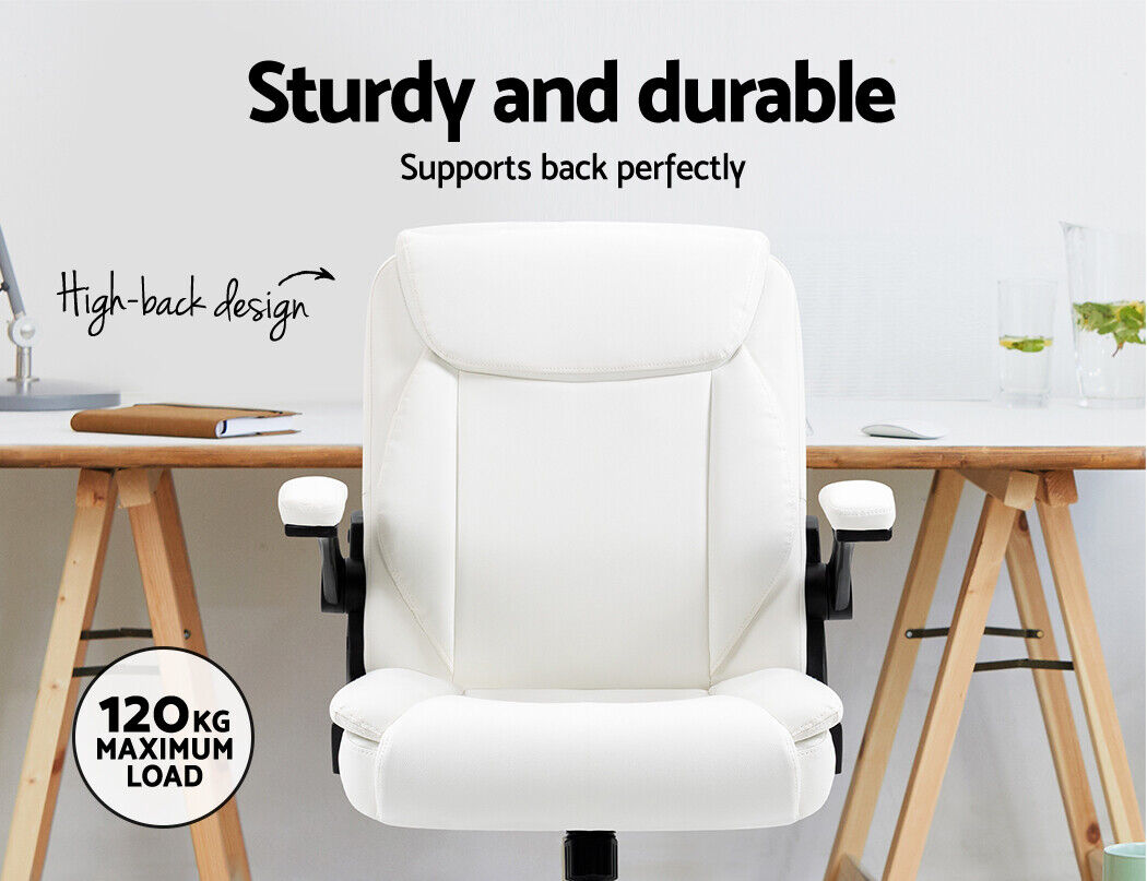 Artiss Executive Office Chair - PU Leather Mid Back White