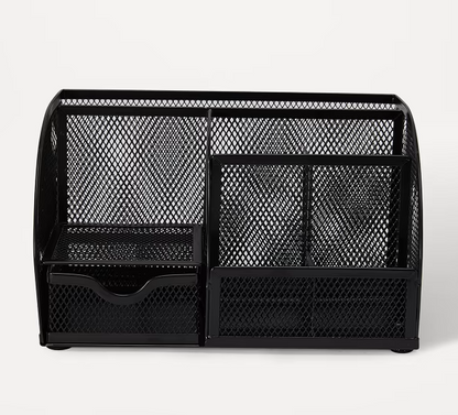 Pencil Organiser - Black+ Office Desk Mesh Pen Pencils-Stationery Container