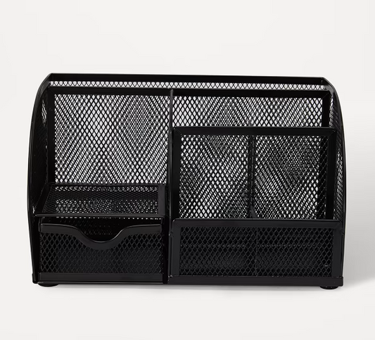 Pencil Organiser - Black+ Office Desk Mesh Pen Pencils-Stationery Container