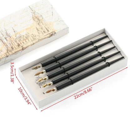 Antique Oblique Caligraphy Pen Wood English Script Handed Dip Pen for Writing