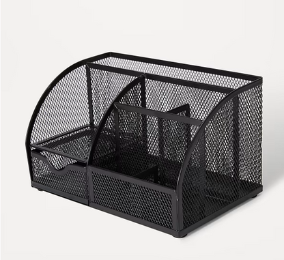 Pencil Organiser - Black+ Office Desk Mesh Pen Pencils-Stationery Container