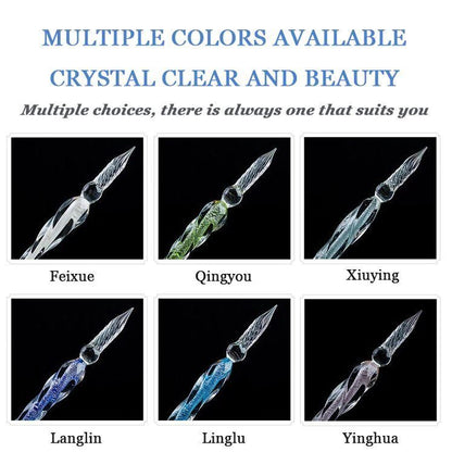 Crystal Glitter Glass Dipping Dip Pen Writing Set Gift Pack Fountain Calligraphy