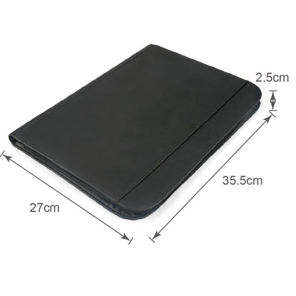 Padfolio A4 Portfolio A4 Leather Zippered Writing Pad with Pocket and Card Slot
