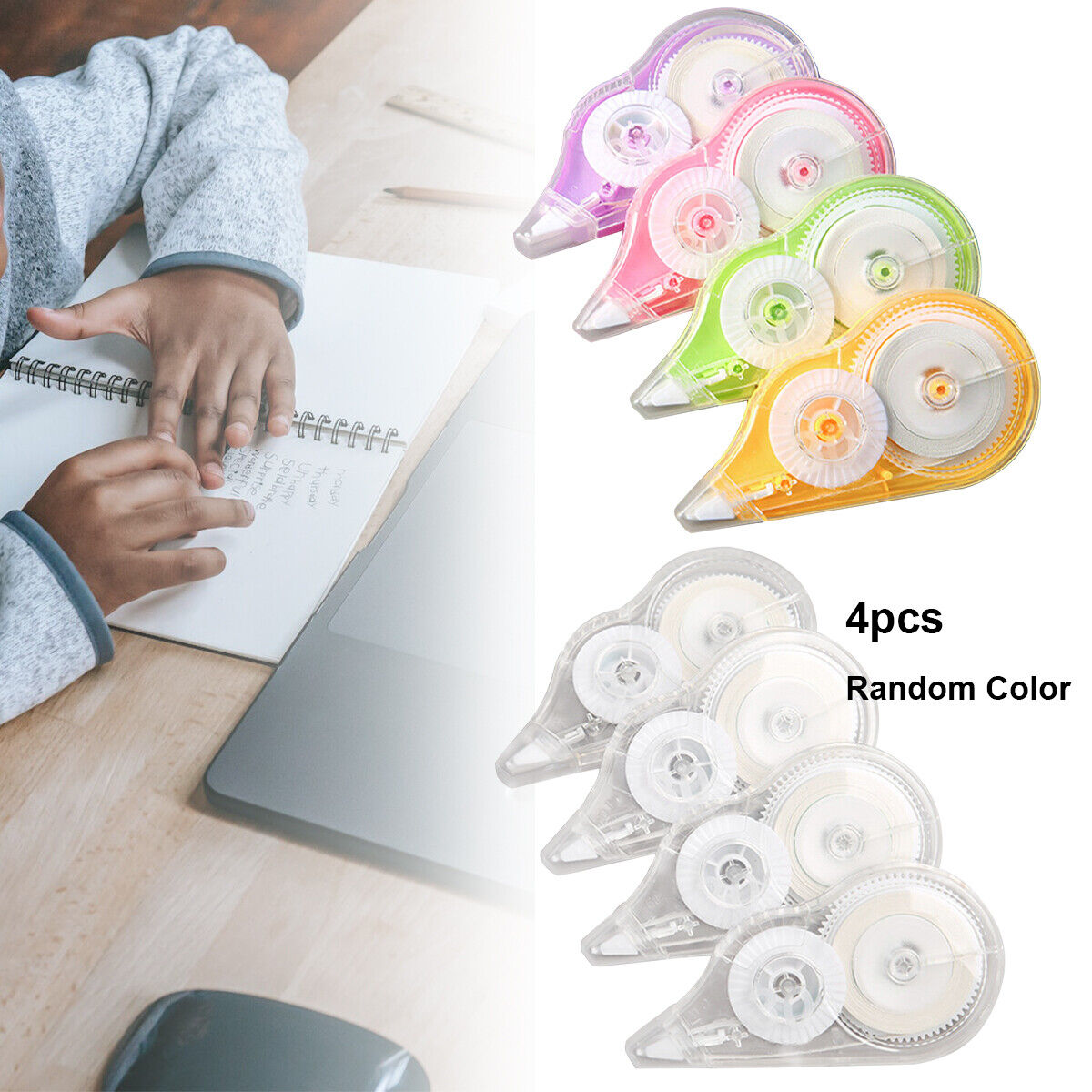 4pcs Correction Mouse Tape WHITE Roller Tipex School Office Home 5mm*30m