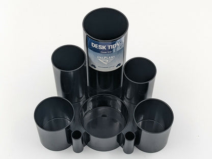 Italplast Desk Tidy Tubes 6 Compartments Black Beige Tinted Purple