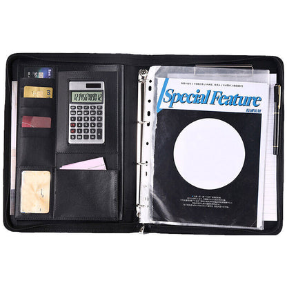 A4 Multifunctional Folder PU Leather Zipper Bag